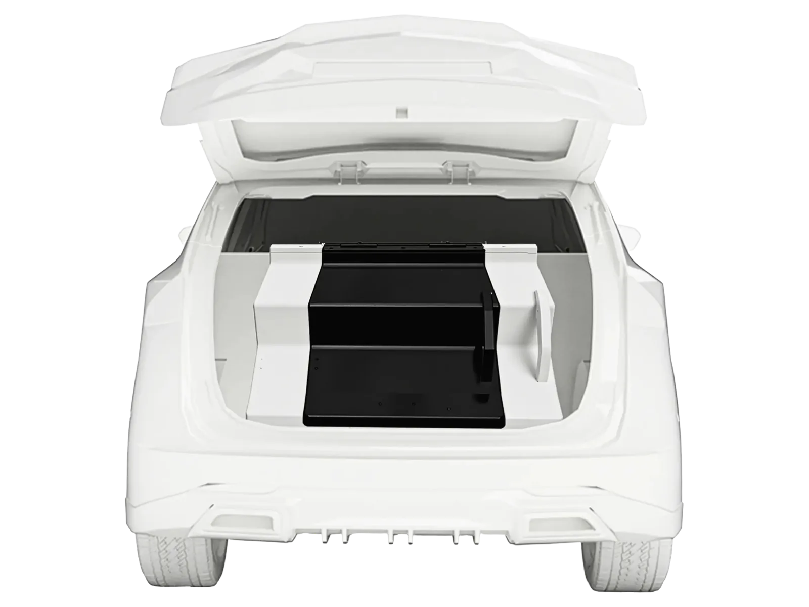 Dog stairs fitted in car boot